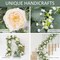 4 Pack 24Ft Artificial Eucalyptus Flower Garland with Champagne Roses, Fake Rose Flower Greenery Garland Floral Vines for Wedding Home Party Table Runner Decor (4PCS, Champagne)